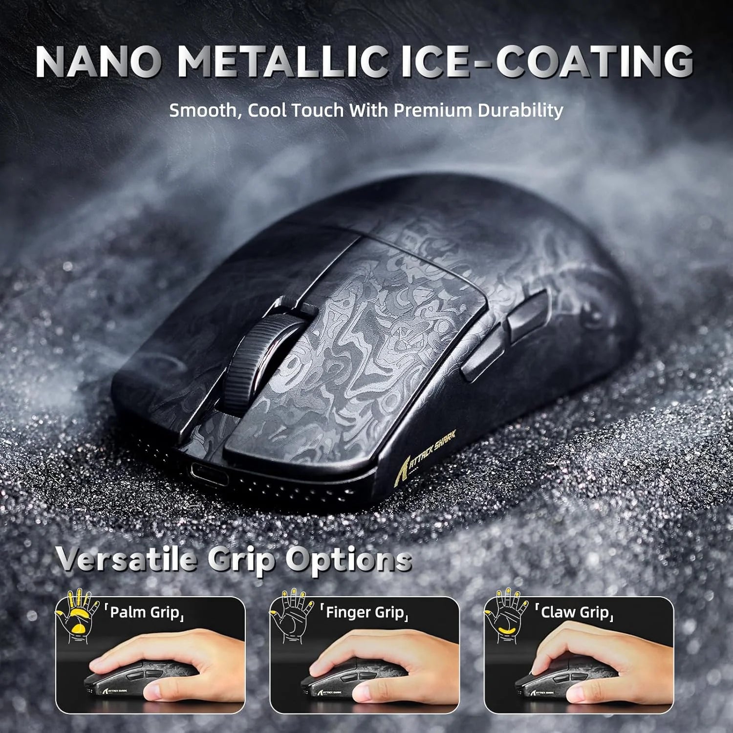Attack shark r11 ultra 8k carbon fiber wireless gaming mouse,paw3950 max sensor,49g ultra-lightweight,nordic 52840 mcu