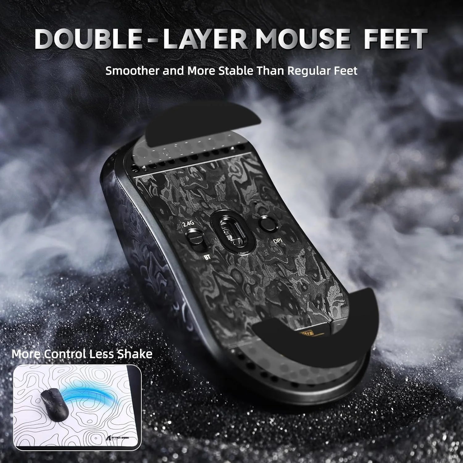 Attack shark r11 ultra 8k carbon fiber wireless gaming mouse,paw3950 max sensor,49g ultra-lightweight,nordic 52840 mcu
