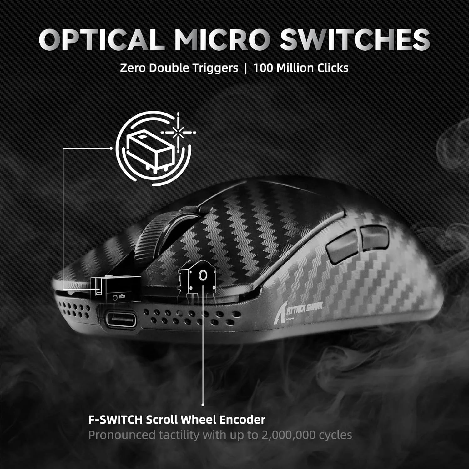 Attack shark r11 ultra 8k carbon fiber wireless gaming mouse,paw3950 max sensor,49g ultra-lightweight,nordic 52840 mcu