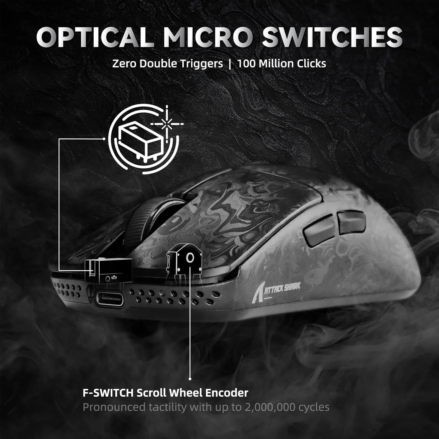 Attack shark r11 ultra 8k carbon fiber wireless gaming mouse,paw3950 max sensor,49g ultra-lightweight,nordic 52840 mcu