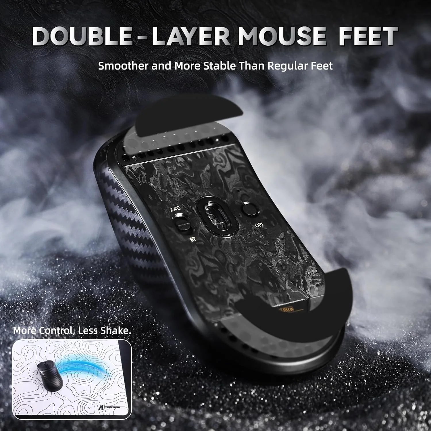 Attack shark r11 ultra 8k carbon fiber wireless gaming mouse,paw3950 max sensor,49g ultra-lightweight,nordic 52840 mcu
