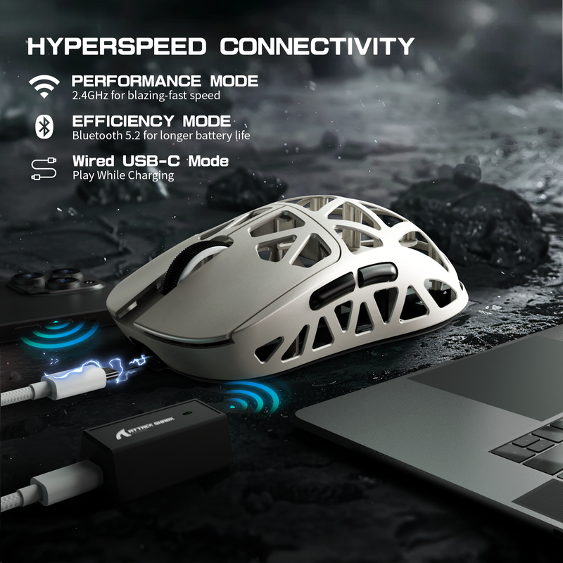 Attack Shark R2 Magnesium Alloy Paw3950 Gaming Mouse 8k - White - Mouse’s