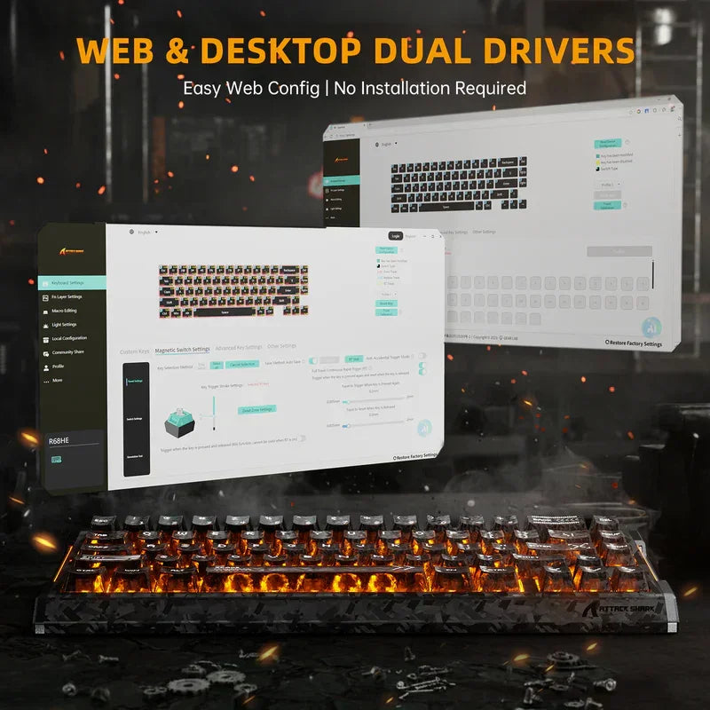Attack shark r68 he 60% wired rapid trigger 8k mechanical rgb gaming keyboard with 0.005mm accuracy,0.08ms latency,256k