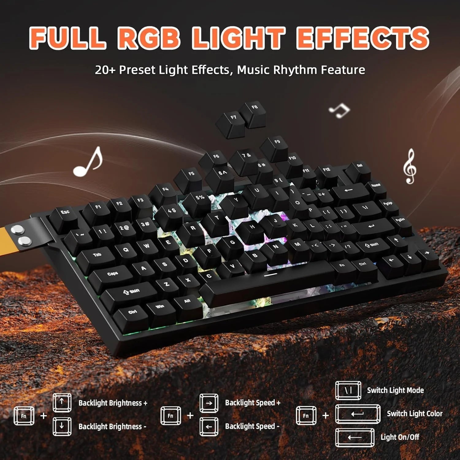 Attack shark r82 he rapid trigger wired mechanical gaming keyboard tkl nkro with 8k polling,0.005mm rt accuracy,256k