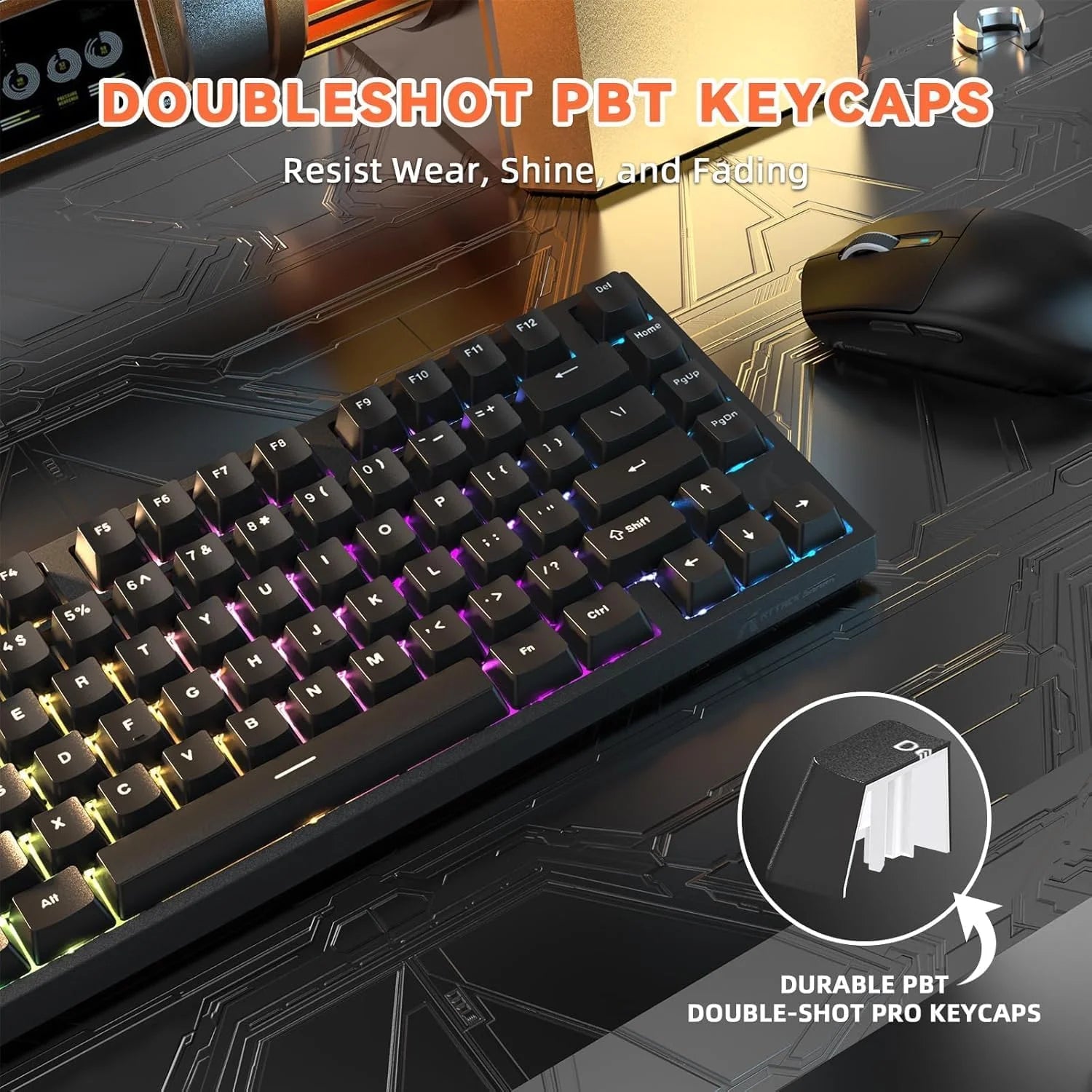 Attack shark r82 he rapid trigger wired mechanical gaming keyboard tkl nkro with 8k polling,0.005mm rt accuracy,256k