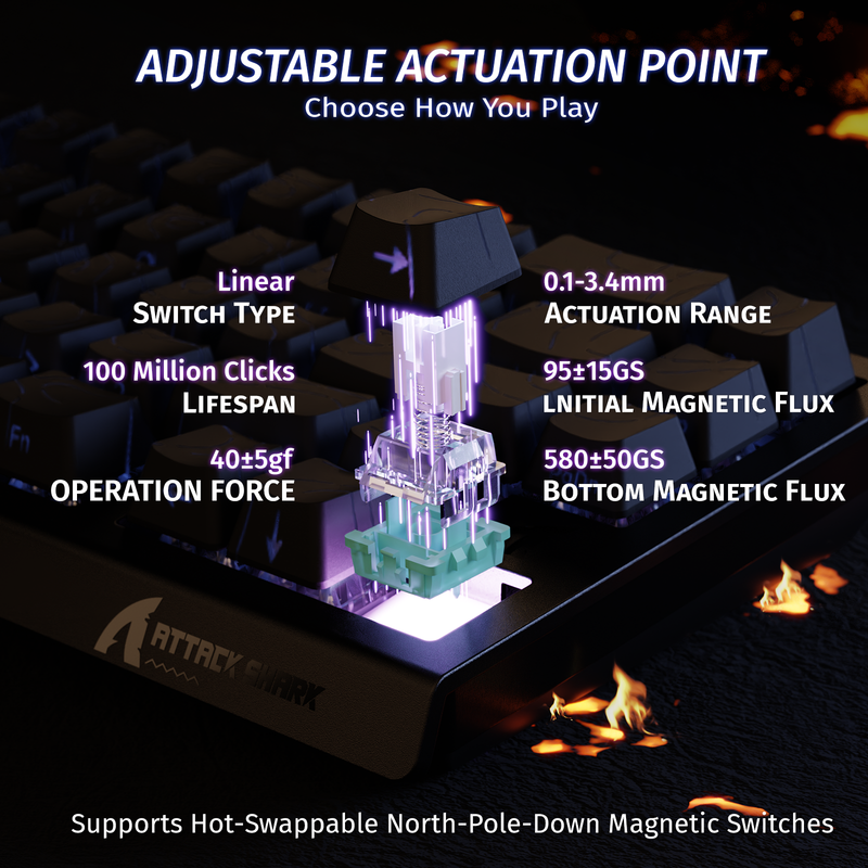 Attack shark x68 he rapid trigger keyboard magnetic switch - keyboards
