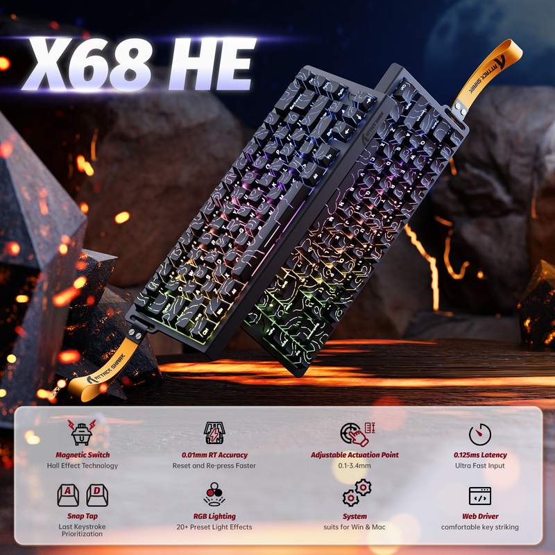 Attack shark x68 he rapid trigger keyboard magnetic switch - keyboards