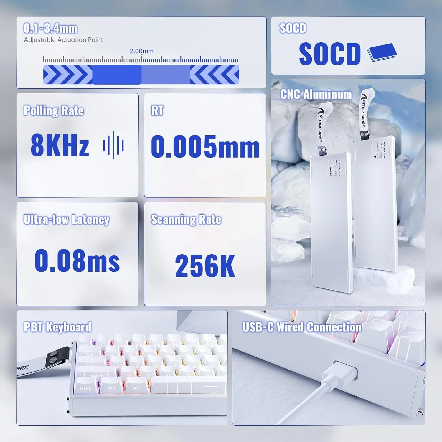 Attack shark x68max he wired rapid trigger mechanical creamy tkl rgb gaming keyboard with full aluminum cnc,8k