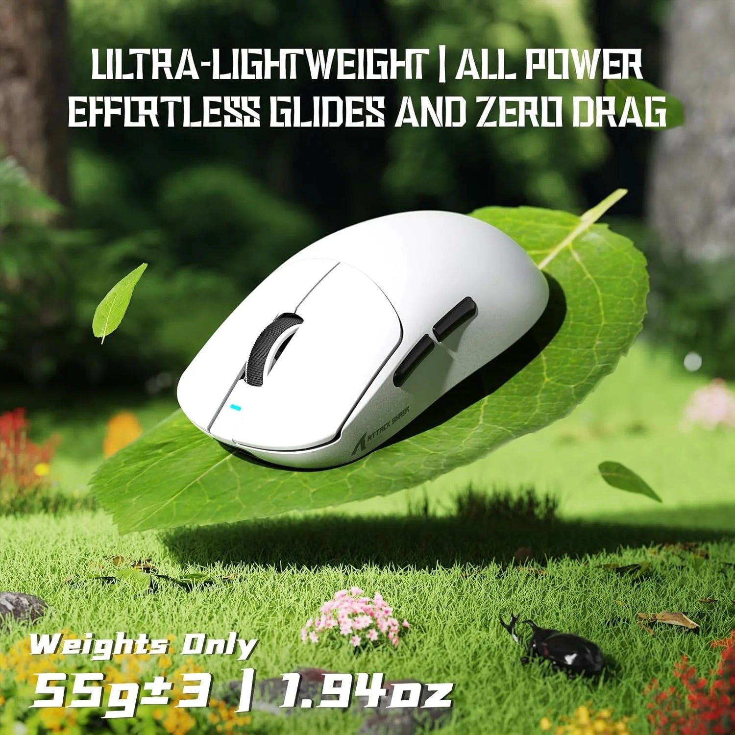 Attack shark x8 se wireless gaming mouse,55g ultra-lightweight wired/bt/2.4ghz wireless programmable mouse,1k polling