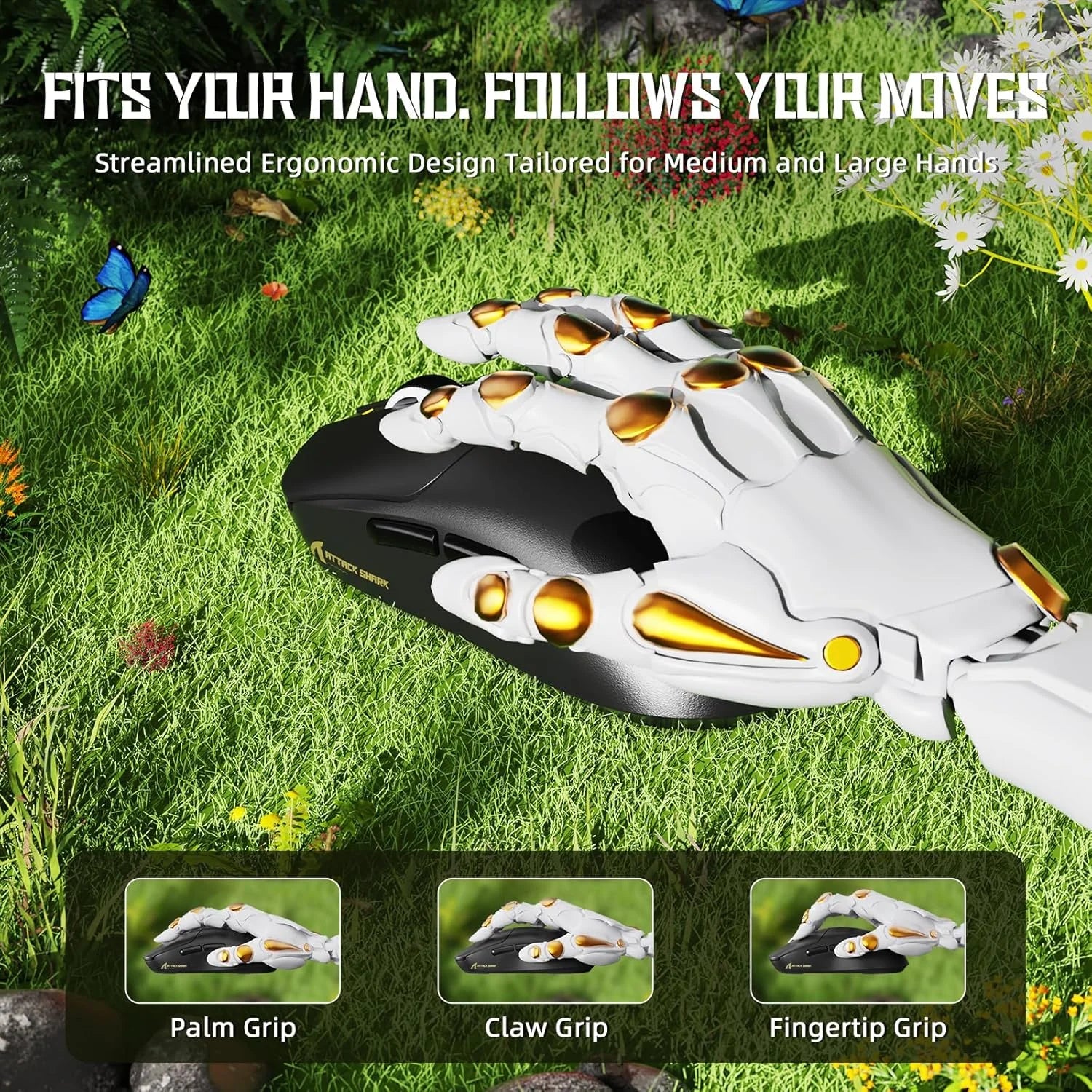 Attack shark x8 se wireless gaming mouse,55g ultra-lightweight wired/bt/2.4ghz wireless programmable mouse,1k polling