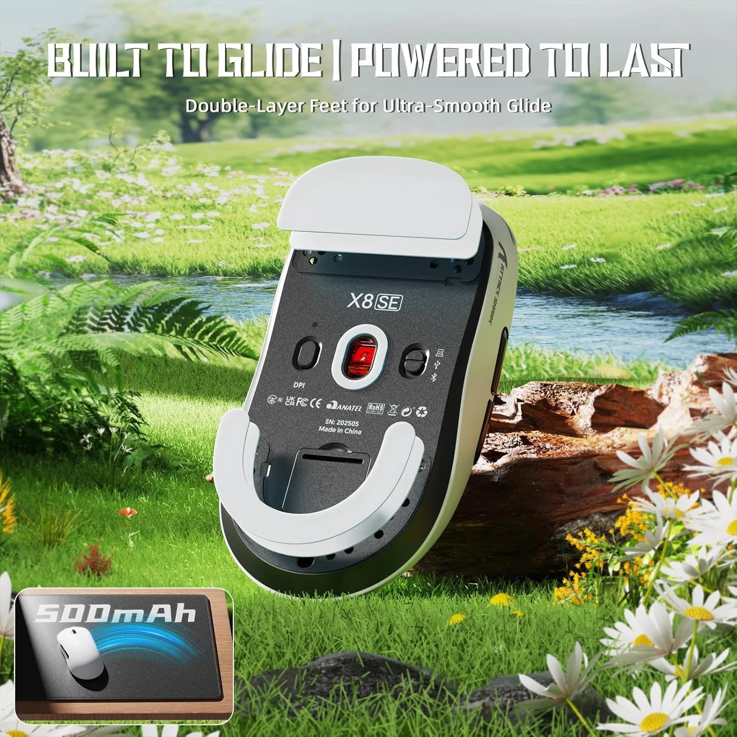 Attack shark x8 se wireless gaming mouse,55g ultra-lightweight wired/bt/2.4ghz wireless programmable mouse,1k polling