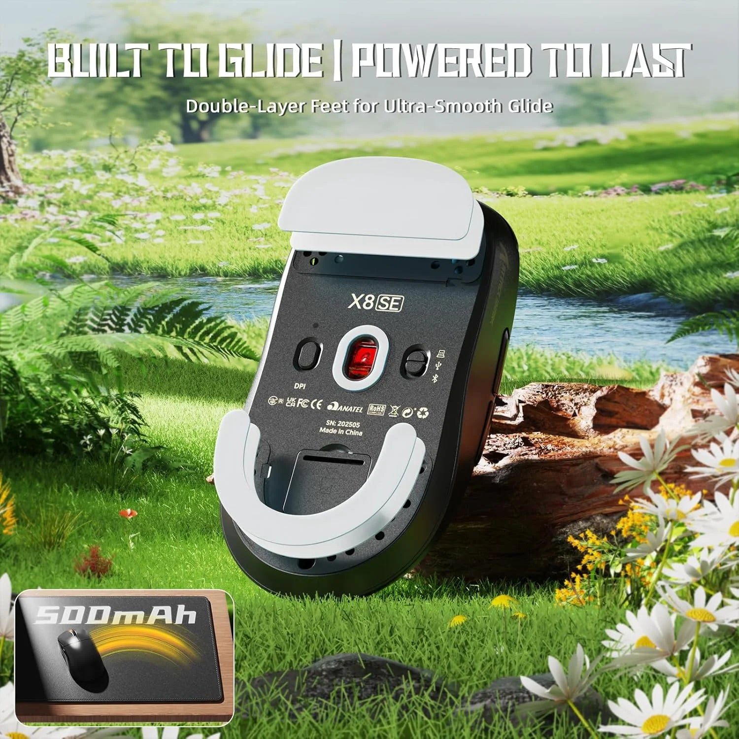 Attack shark x8 se wireless gaming mouse,55g ultra-lightweight wired/bt/2.4ghz wireless programmable mouse,1k polling