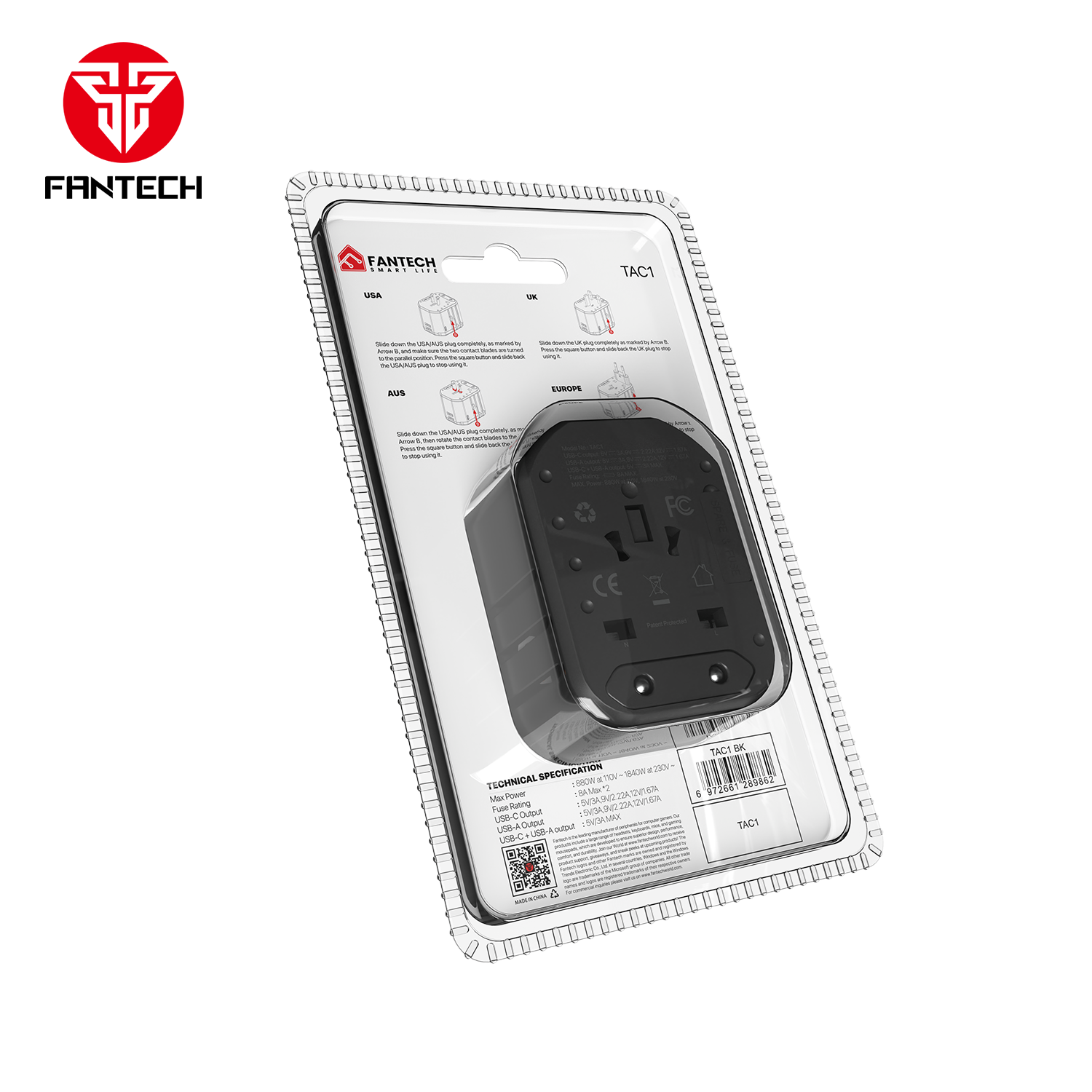 Fantech TAC1 Power Cube Travel Multi Adapter
