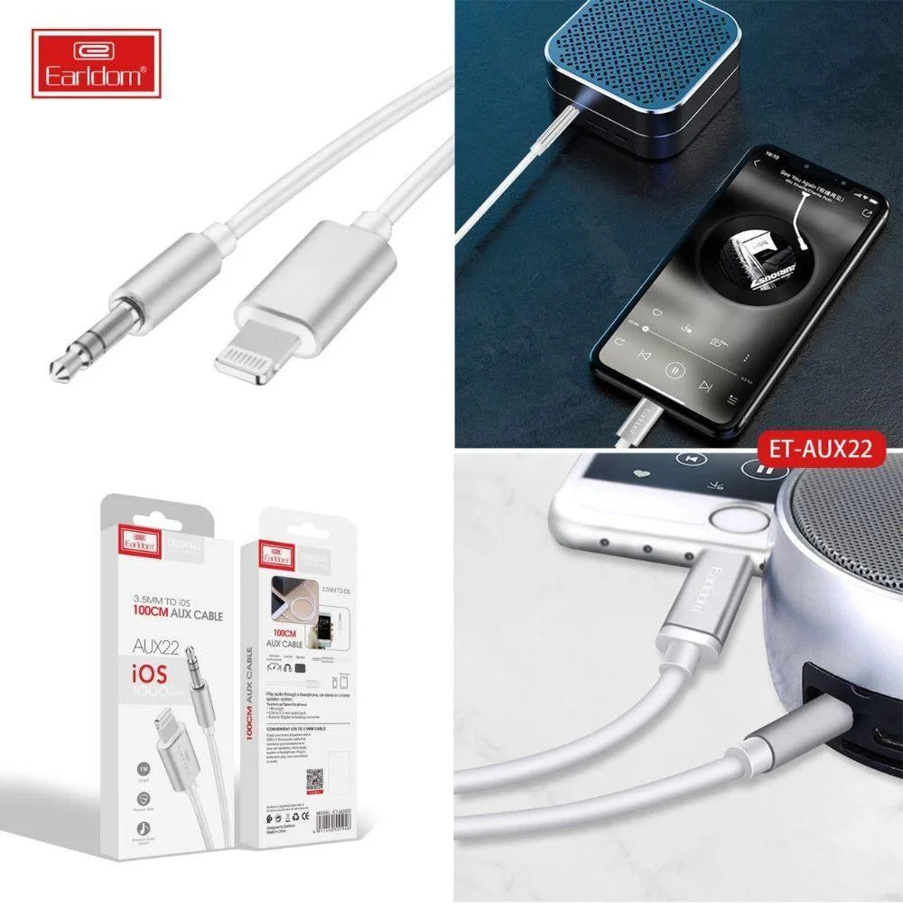 Earldom aux-22 | 1 lightning and 1 3.5 speaker out cable - cables & chargers | charging cables & adapters