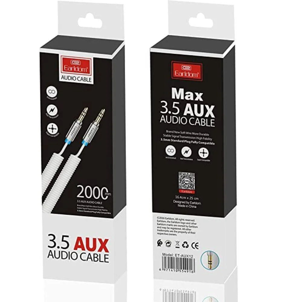 Earldom et-aux12 stereo aux cable - white - cables & chargers | charging cables & adapters