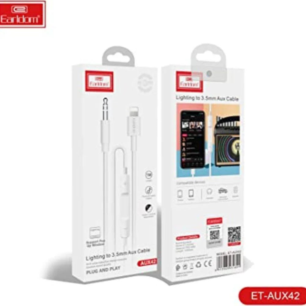 Earldom et-aux42 aux cable - white high-quality stereo audio connection - cables & chargers | charging cables & adapters