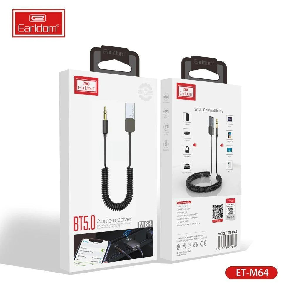 Earldom et-m64 aux bluetooth adapter - fashionable aluminum alloy 3.5mm car usb with bt 5.0 - cables & chargers