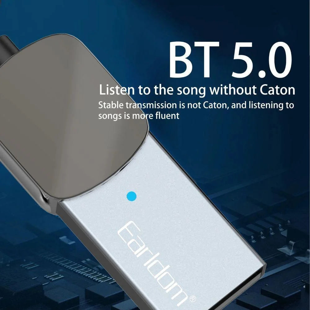 Earldom et-m64 aux bluetooth adapter - fashionable aluminum alloy 3.5mm car usb with bt 5.0 - cables & chargers