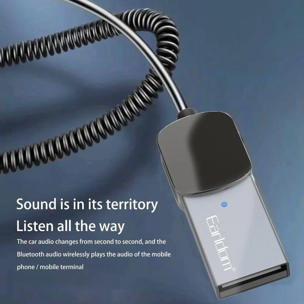 Earldom et-m64 aux bluetooth adapter - fashionable aluminum alloy 3.5mm car usb with bt 5.0 - cables & chargers