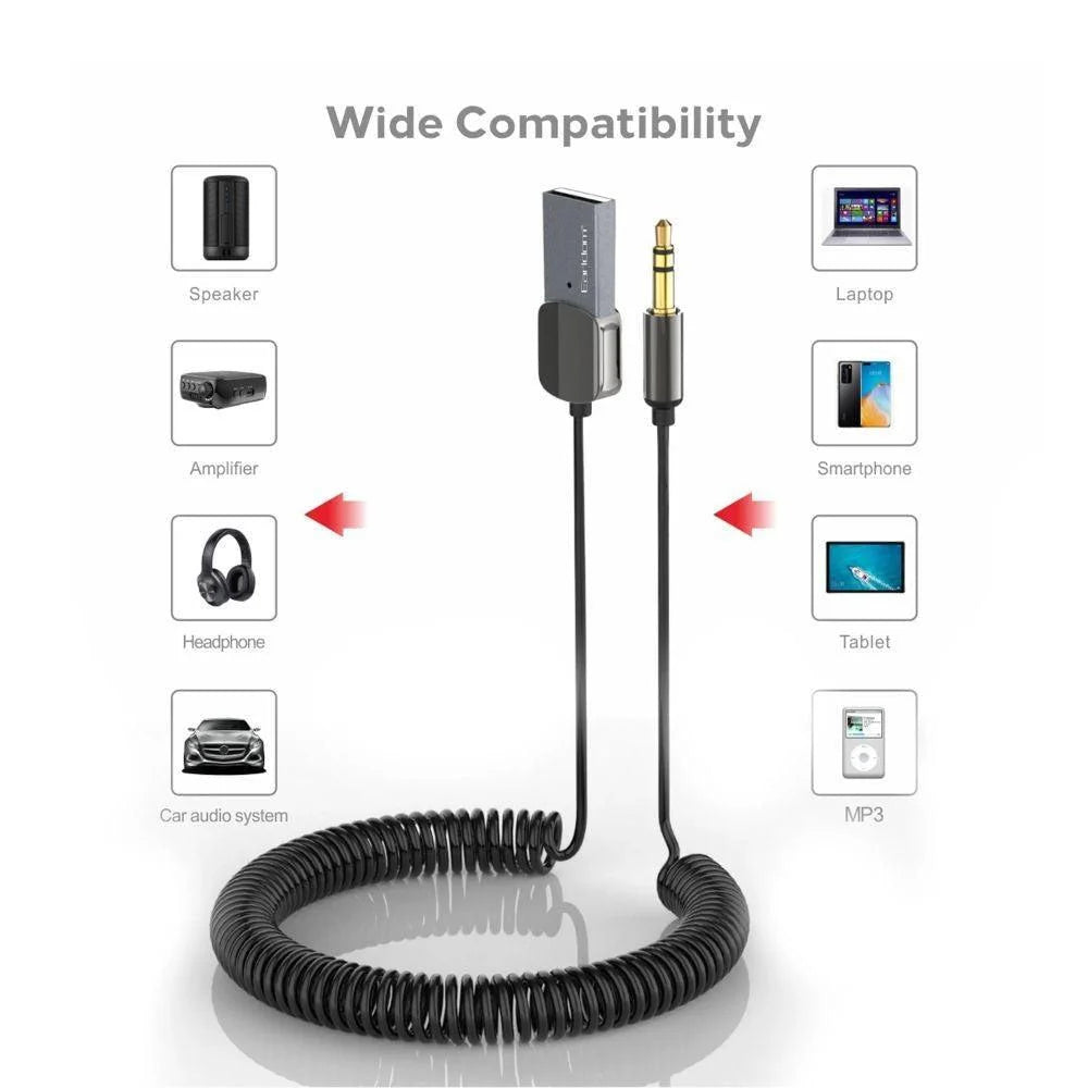 Earldom et-m64 aux bluetooth adapter - fashionable aluminum alloy 3.5mm car usb with bt 5.0 - cables & chargers