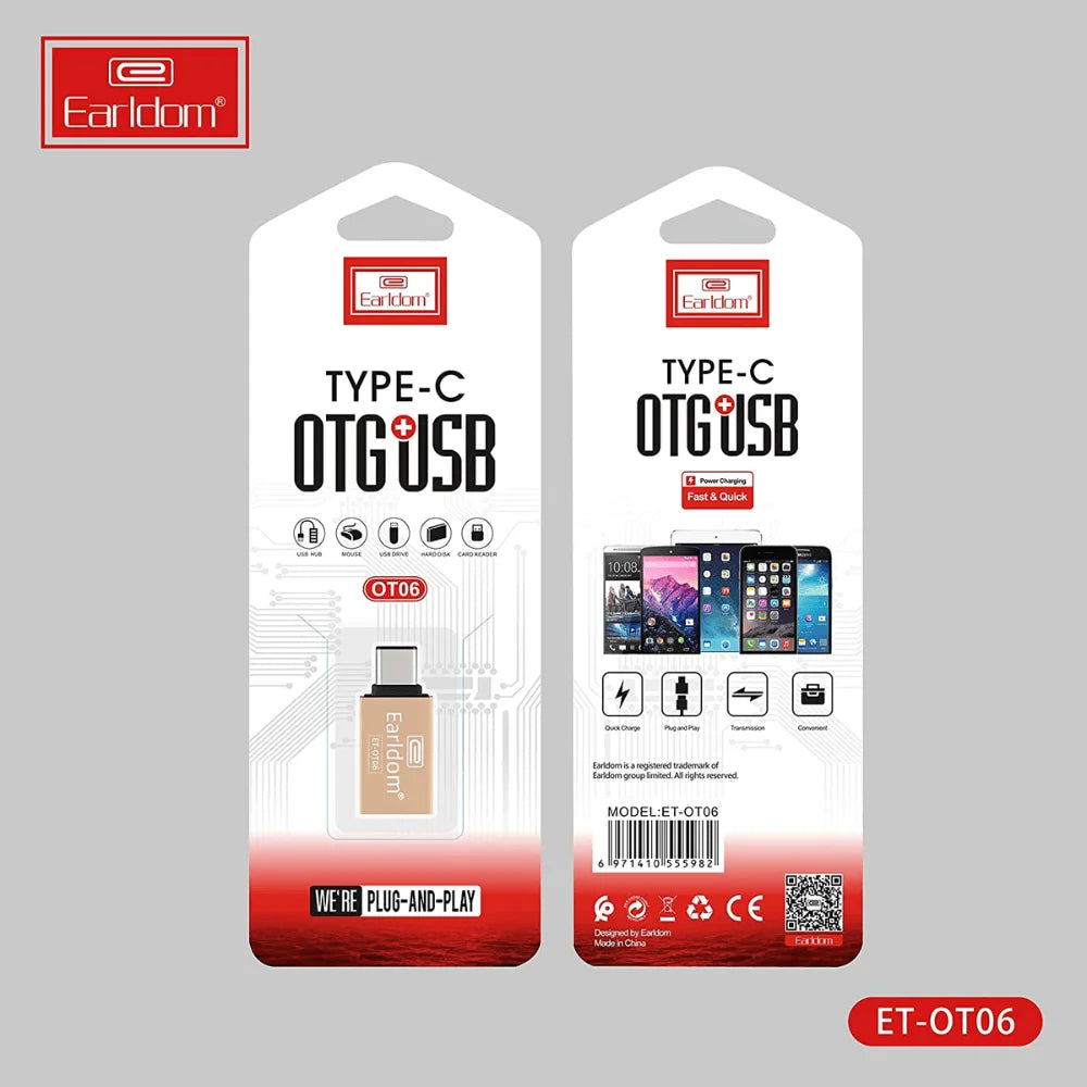 Earldom et-ot06 type-c adapter - gold - cables & chargers | charging cables & adapters