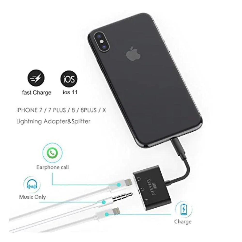 Earldom et-ot30 3in1 audio adapter - dual lightning and 3.5mm connector for ultimate convenience - cables & chargers