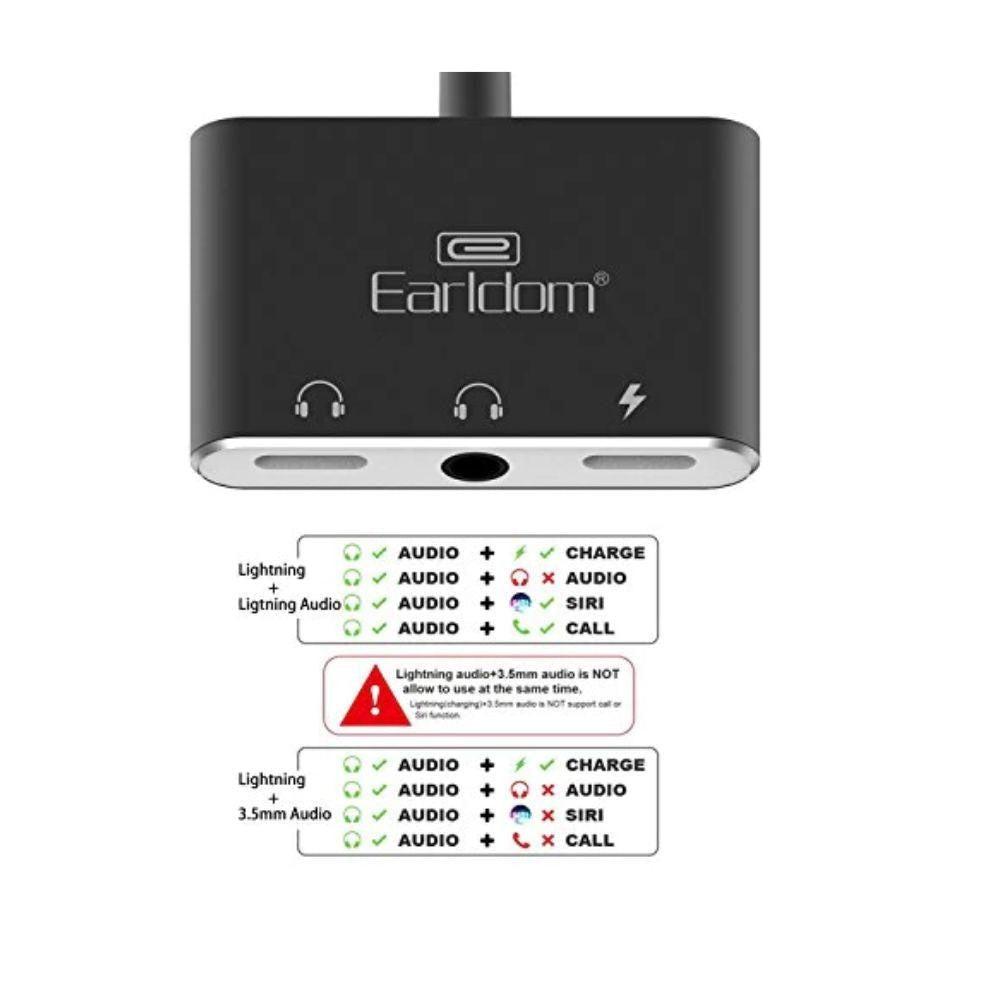 Earldom et-ot30 3in1 audio adapter - dual lightning and 3.5mm connector for ultimate convenience - cables & chargers