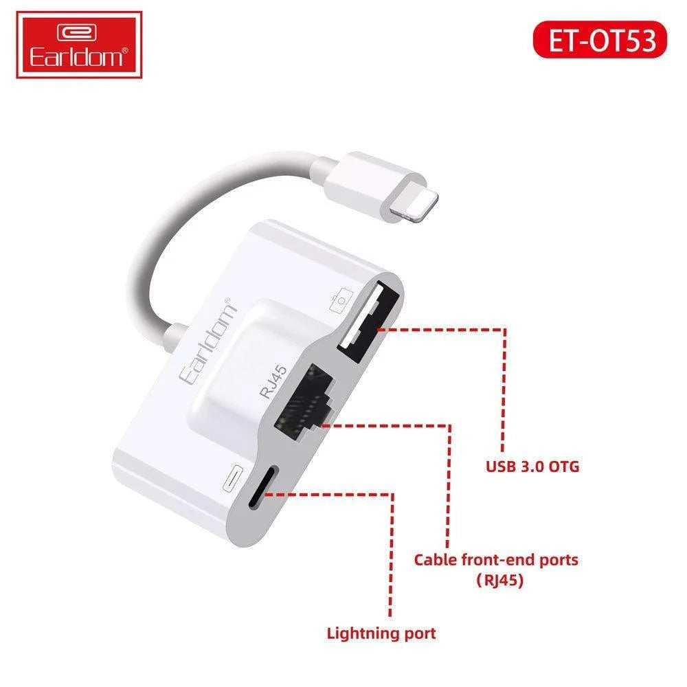 Earldom ot53 lightning adapter 3in1 - cables & chargers | charging cables & adapters