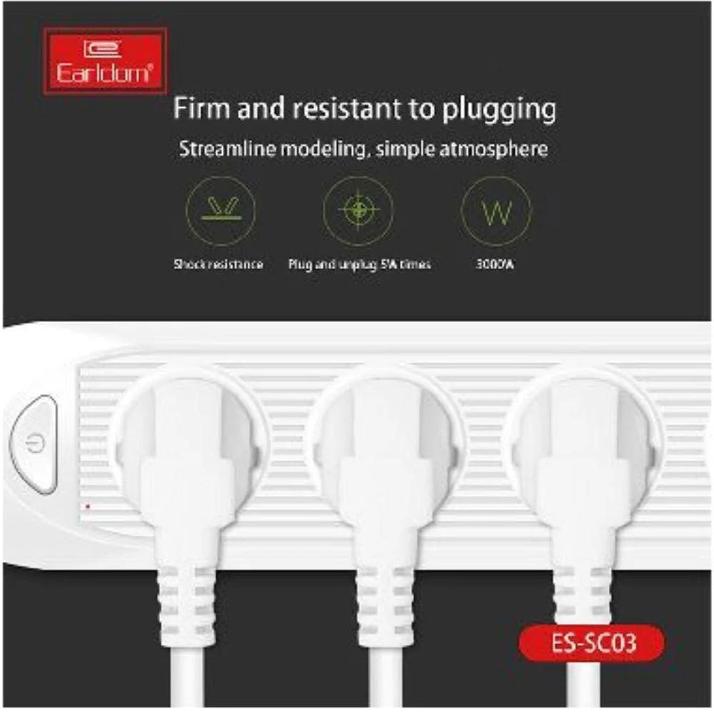 Earldom power socket with usb 4 ports 2500w / 2.1a 200cm - eu - cables & chargers | power socket