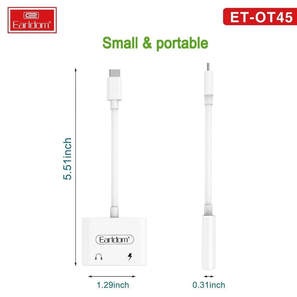 Earldom type-c adapter jack ot45 - 2in1 - cables & chargers | charging cables & adapters
