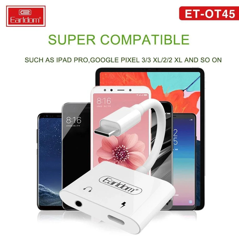 Earldom type-c adapter jack ot45 - 2in1 - cables & chargers | charging cables & adapters