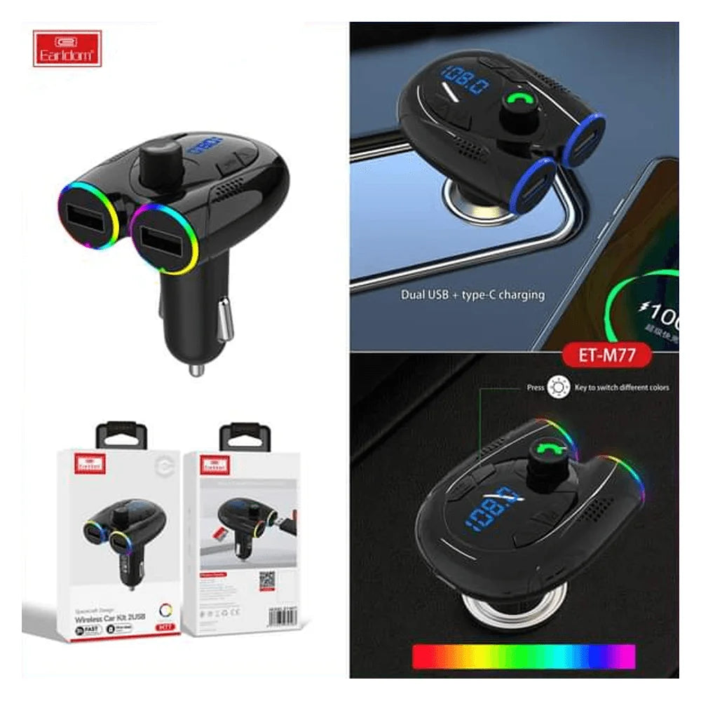 Earldom wireless car kit 2 usb and bluetooth auditory feast et-m77 - cables & chargers | car essentials
