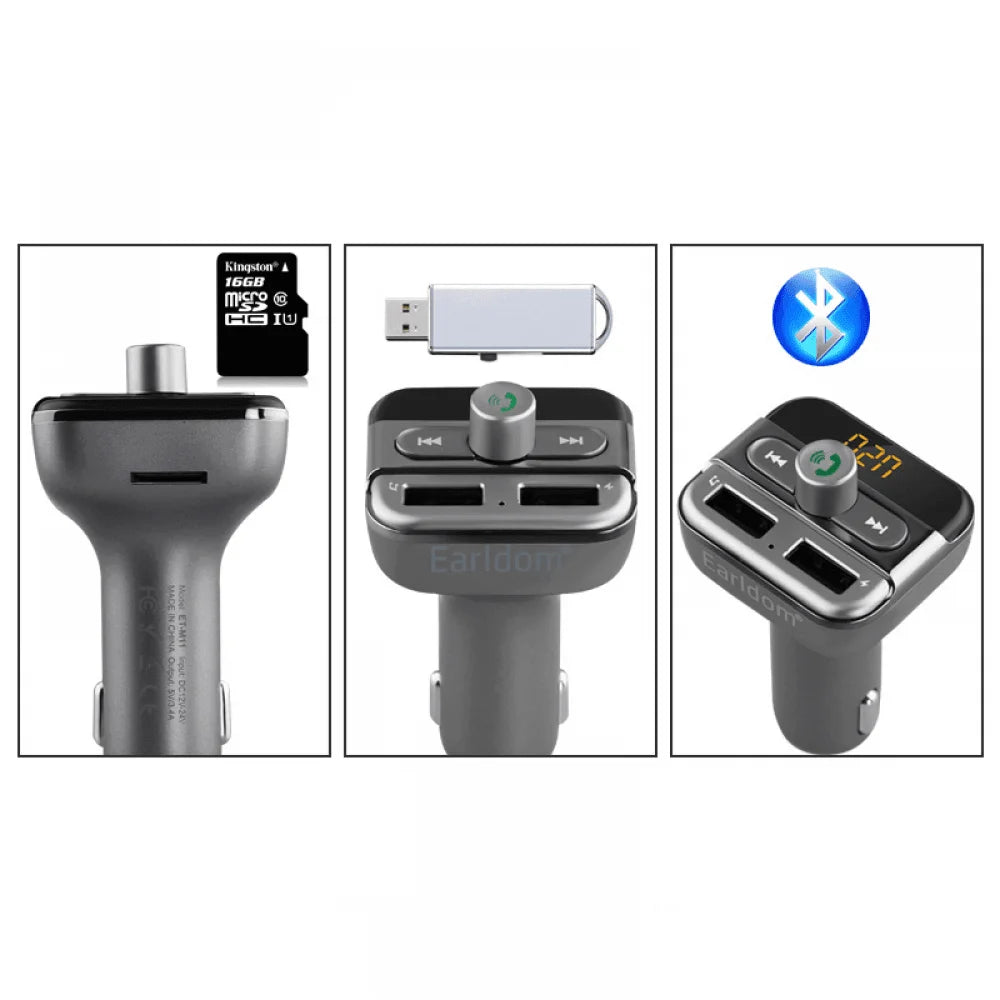 Fm transmitter bluetooth earldom m11 with usb and 3.4a charging - cables & chargers | car essentials