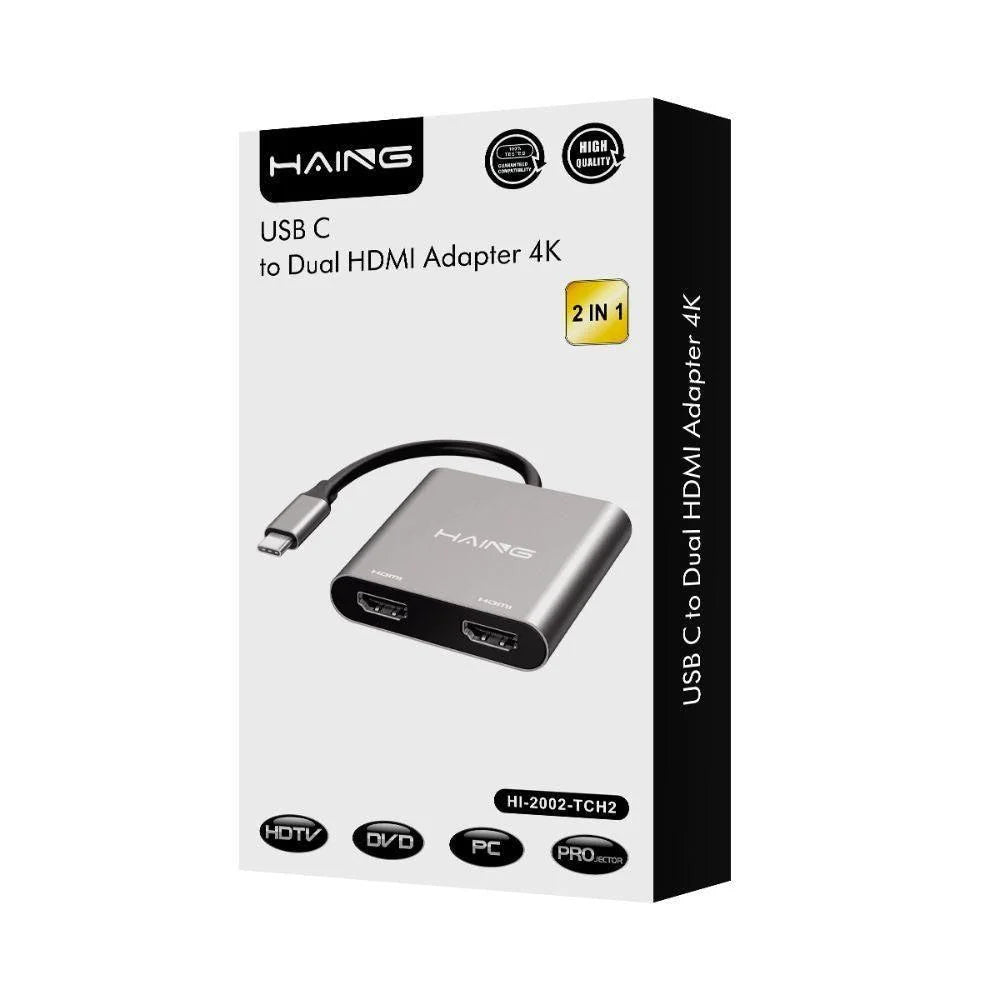 Haing usb c dual hdmi adapter 4k for high-quality dual displays - cables & chargers | charging cables & adapters