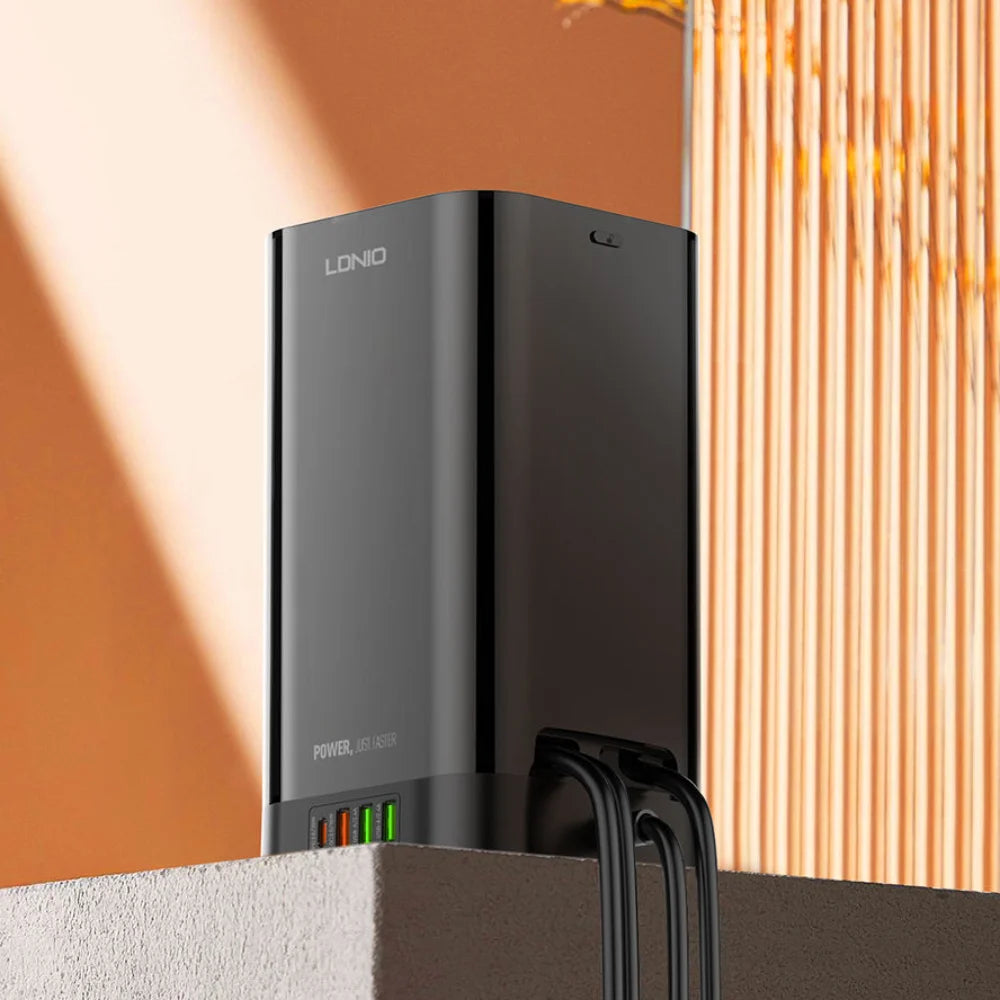 Ldnio tower extension lead 2m with 6 sockets 4 usb slots & wireless charger uk - cables & chargers | power socket