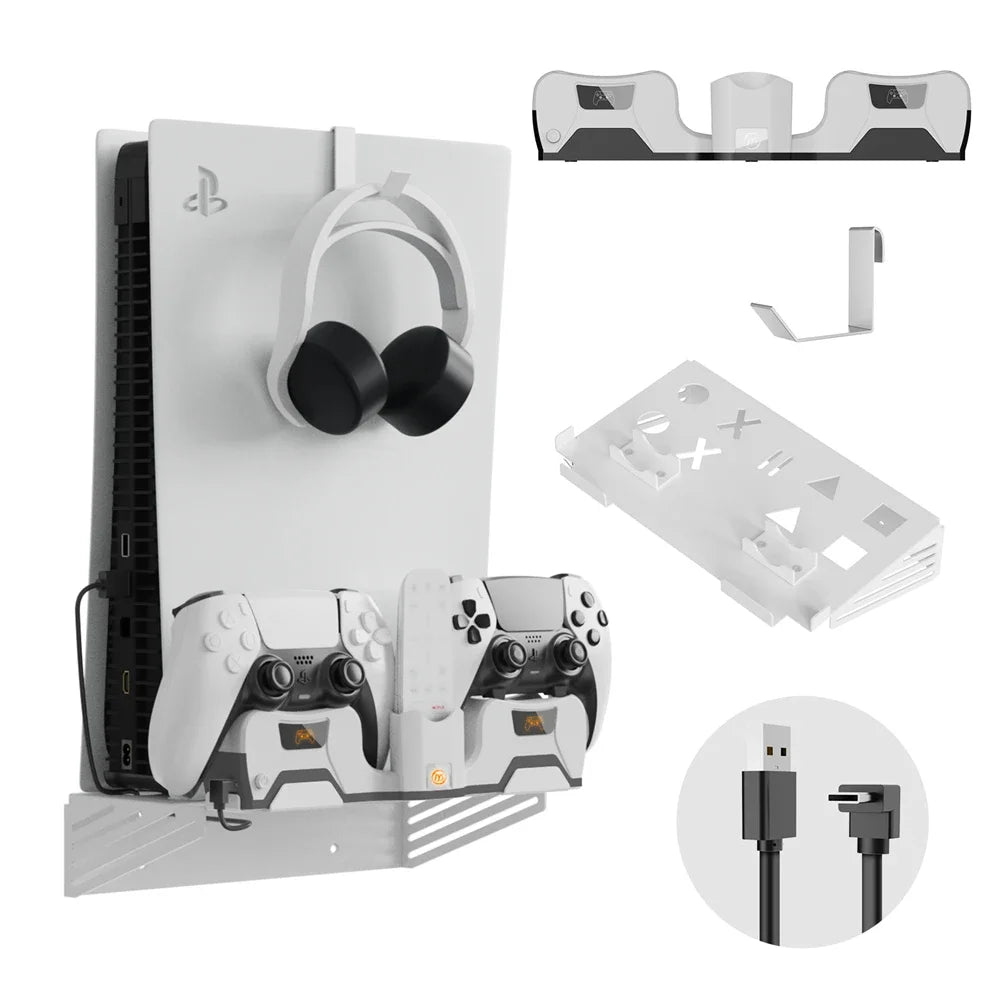Ys-p5181 ps5 wall hanger charging stand - wall mount base for storage and charging - console | ps5 essentials