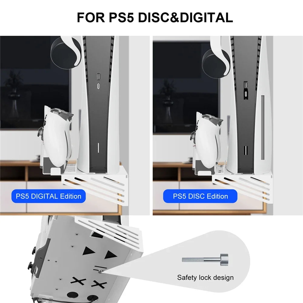 Ys-p5181 ps5 wall hanger charging stand - wall mount base for storage and charging - console | ps5 essentials