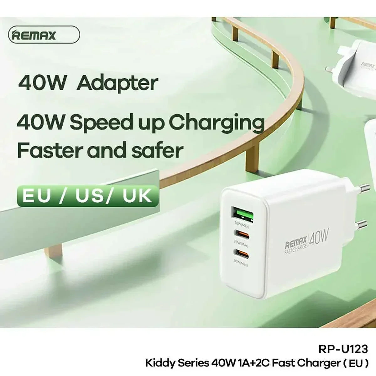 Remax rp-u123 fast charger 40w 1a + 2c kiddy series - cables & chargers | car essentials