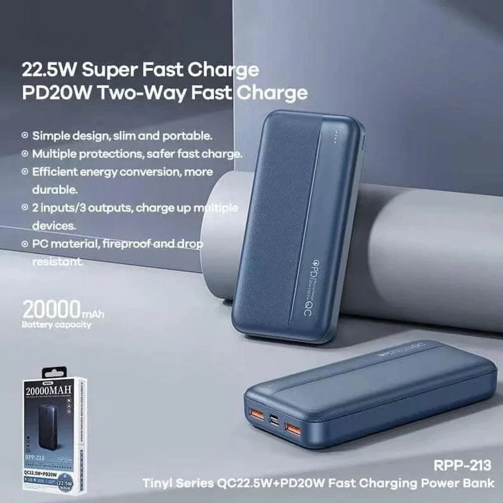 Remax rpp-213 tinyl series 20000mah power bank - cables & chargers | power bank