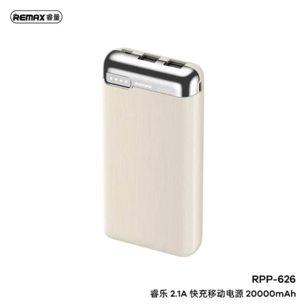Remax rpp-626 power bank 20000mah ruinay series with 2.1a fast charging - white - cables & chargers | power bank