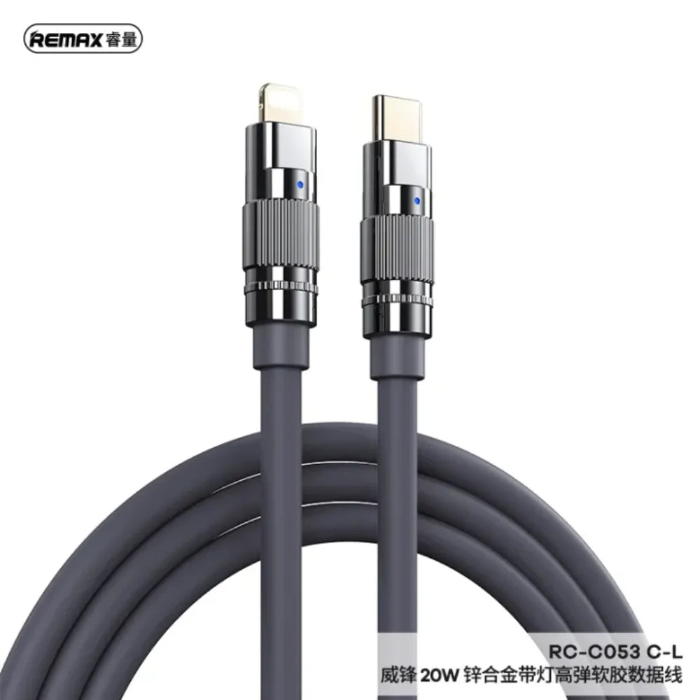 Remax wefon series 20w charger | type c to lightning cable - grey - cables & chargers | charging cables & adapters