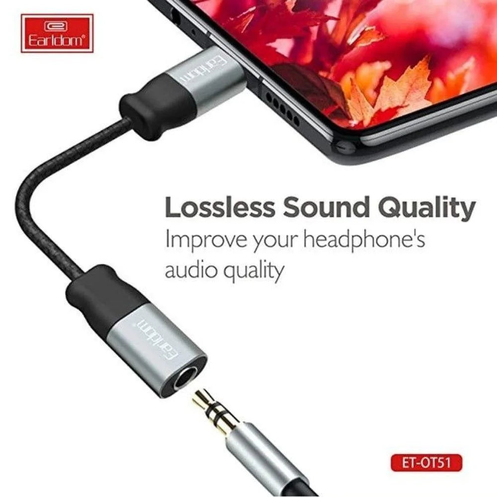 Earldom et-ot51 type-c to 3.5mm adapter for headsets and auxiliary devices - cables & chargers | charging cables &