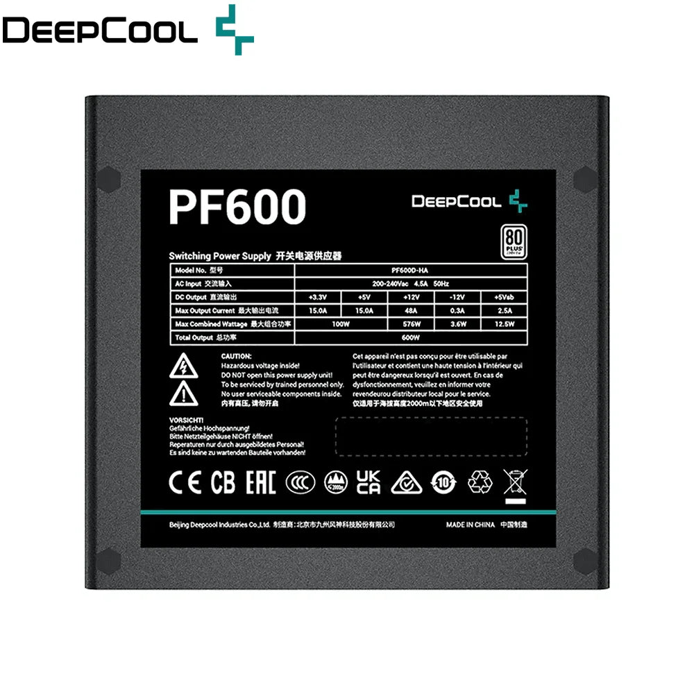 Deepcool pf600 power supply unit - reliable & efficient performance - coolers & power supply