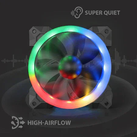 Redragon rgb pc cooling fan - 120mm quiet high airflow computer case fan with rgb led