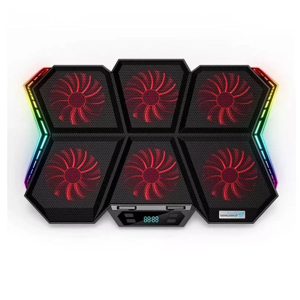 Coolcold k40 rgb laptop cooler 6-fan - cooling stands