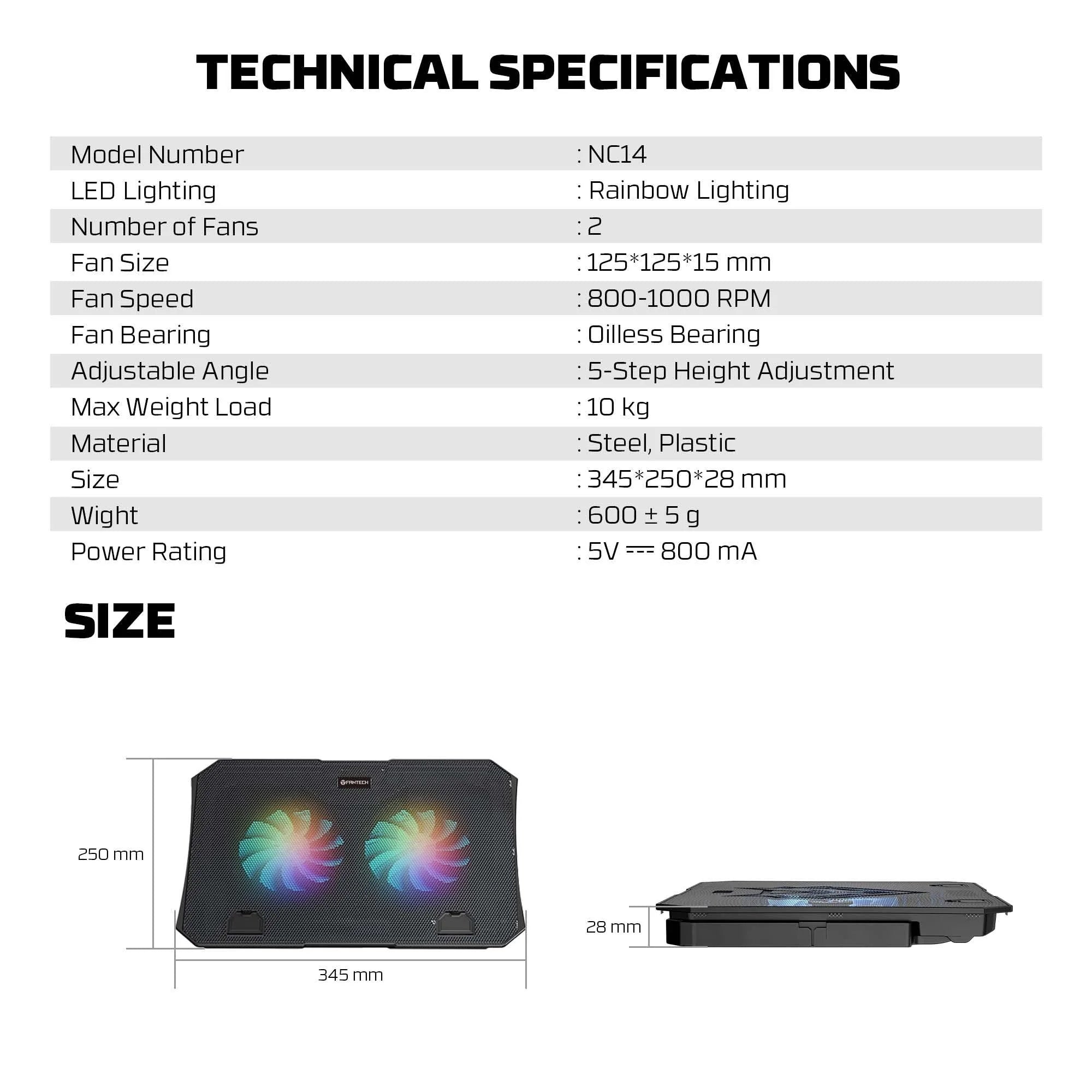 Fantech nc14 laptop cooling pad for enhanced notebook performance - cooling stands