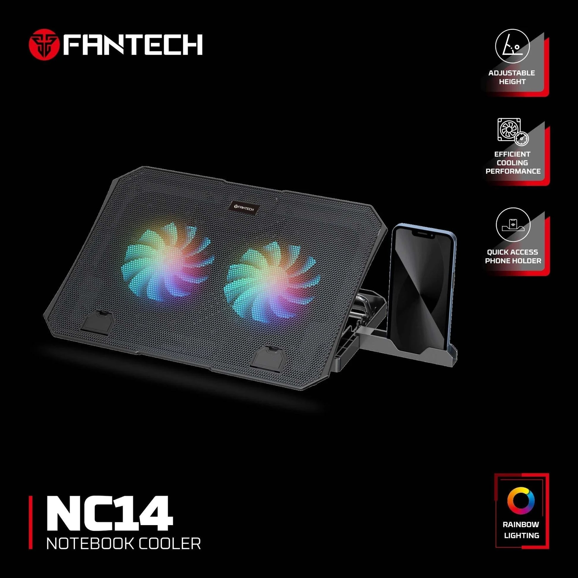 Fantech nc14 laptop cooling pad for enhanced notebook performance - cooling stands