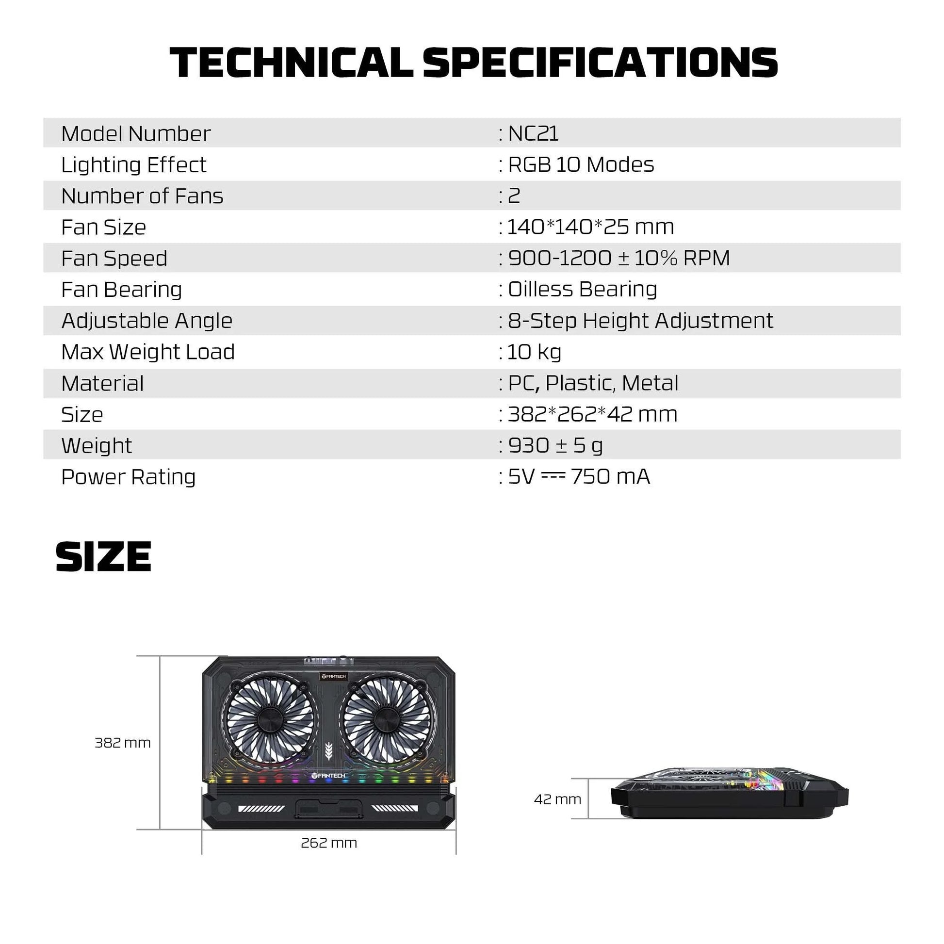 Fantech nc21 laptop cooler - high-performance notebook cooling pad - cooling stands