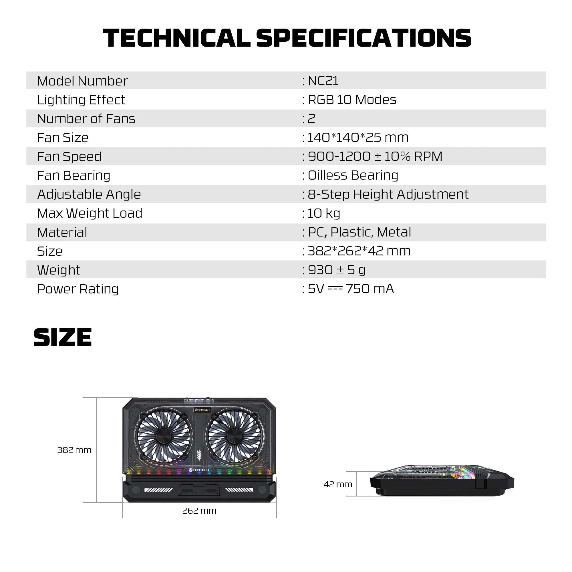 Fantech nc21 laptop cooler - high-performance notebook cooling pad - cooling stands