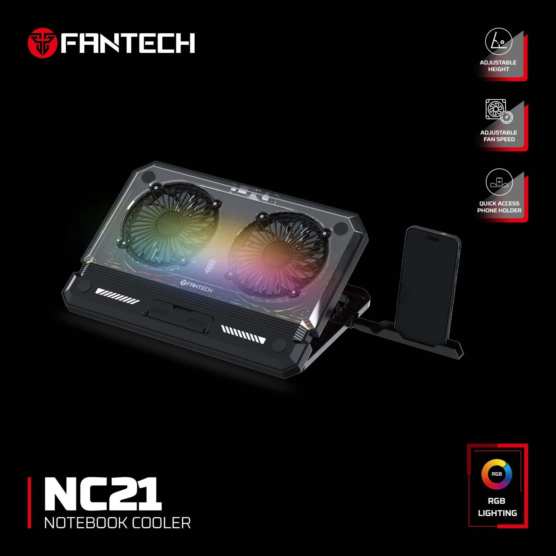 Fantech nc21 laptop cooler - high-performance notebook cooling pad - cooling stands